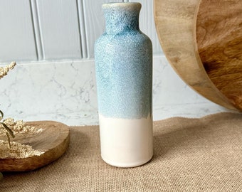 Two Tone Ceramic Vase: Nordic Blue and White Scandi Decor
