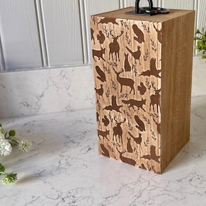 Waldtier Türstopper, Türstopper aus Holz mit Ringgriff, Cottage Decor
