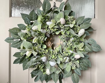 Lambs Ear Easter Wreath for Front Door, Spring Wreath with Lambs Ear, Cottage Decor, Farmhouse Wreath, Rustic Wreath