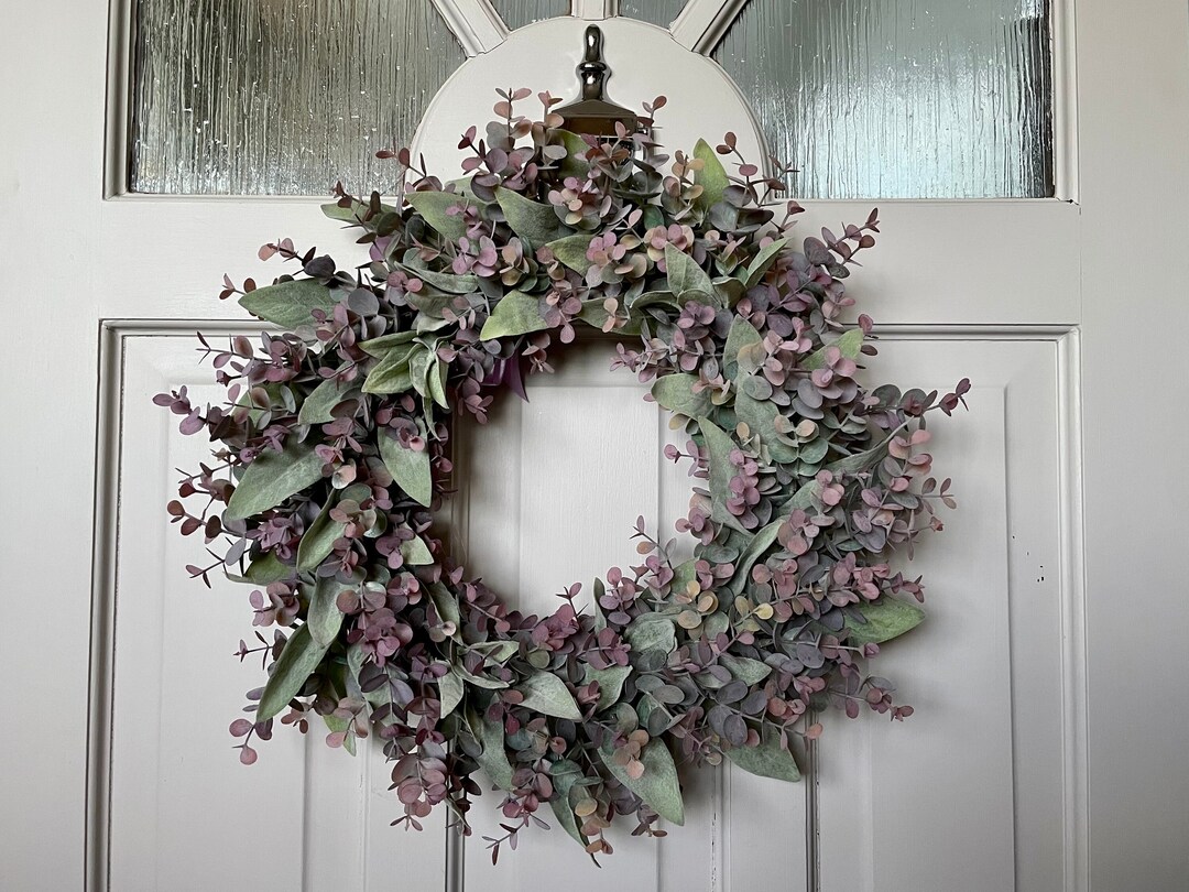 Lambs Ear & Eucalyptus Wreath Modern Wreath for Front Door Etsy