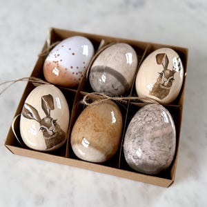 Decorazioni per uova di Pasqua smaltate nordiche: decorazione a forma di coniglio, set da 6