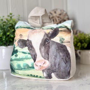 Fresian Kuh Türstopper, Türstopper aus Leinenstoff, Cottage Decor