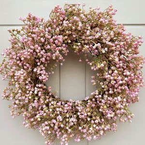 Pink Gypsophila Wreath: Cottage Core Rustic Door Decoration