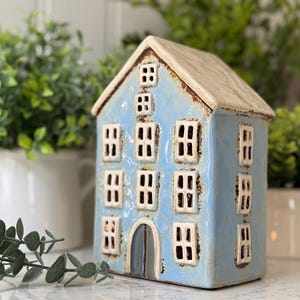 Keramik Hauslaterne, Teelichthalter, Cottage T-Lichthalter, Cottage Decor