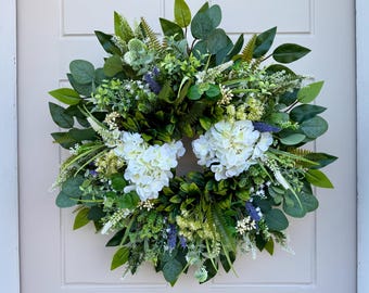 Wildflower Hydrangea Wreath: Summer Meadow Cottage Decor