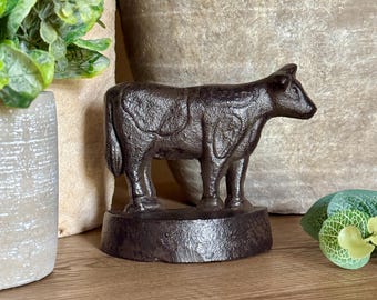 Cast Iron Cow Door Stop, Rustic Farm Animal Door Wedge, Country Farmhouse Cottage Home Decor
