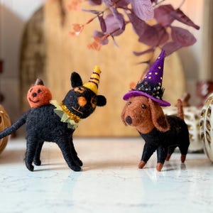 Felt Halloween Ornament: Black Cat or Sausage Dog - Cottage Decor