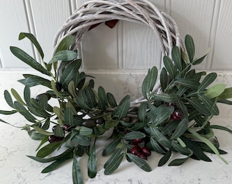 Olive Branch Wreath: Rustic Farmhouse Door Decor, 10 inch