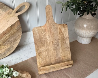 Solid Mango Wood Recipe Book Holder, Rustic Recipe Book Holder, Cottage Decor