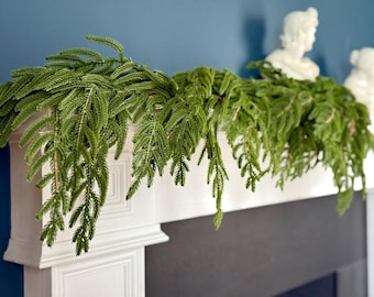 Real Touch Norfolk Pine Garland, Christmas Decoration, Cottage Decor