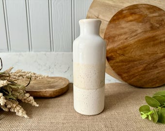 Nordic Ceramic Two Tone Vase: Neutral Scandi Decor