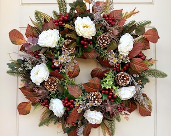 Autumn Peony Wreath for the Front Door