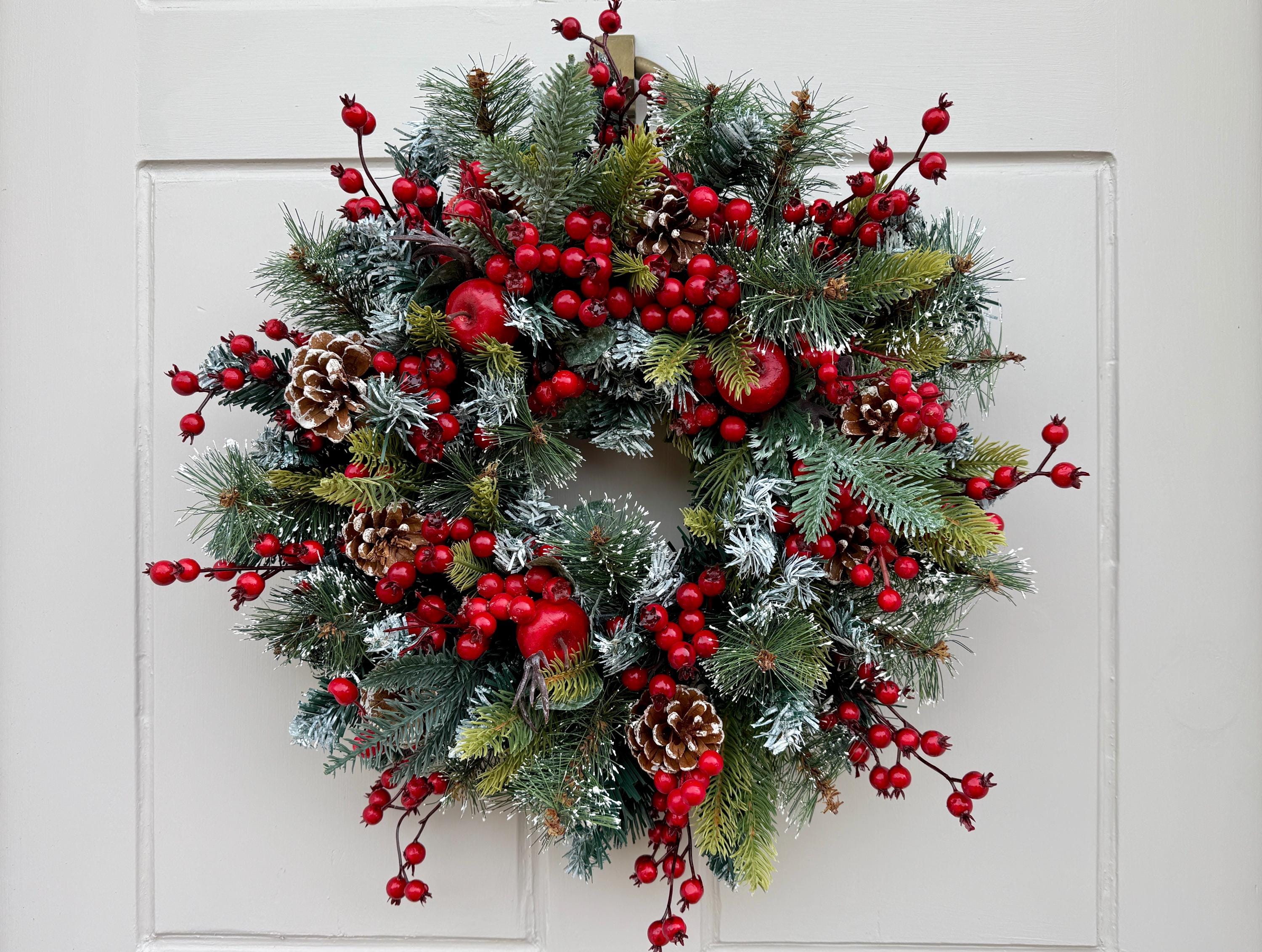 Cranberry Christmas Wreath, Spruce Twigs, Metal Bells - Etsy