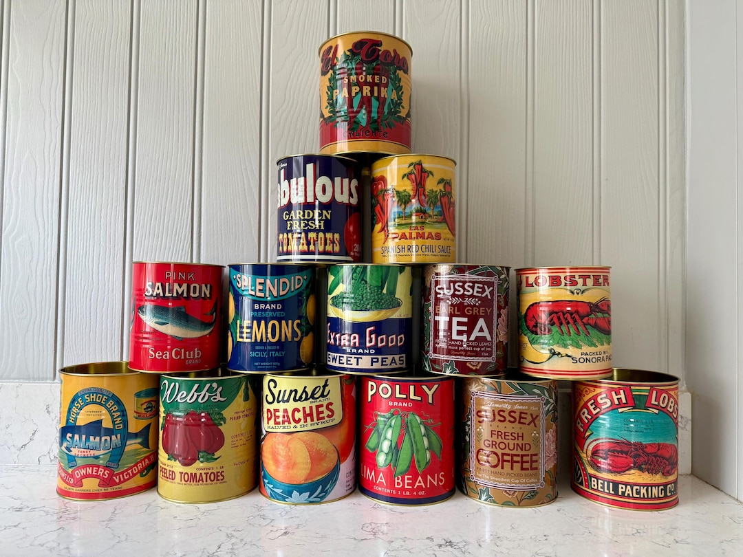Retro Style Food Tin Can, Set of 2 Cans, 11 Styles Available - Etsy