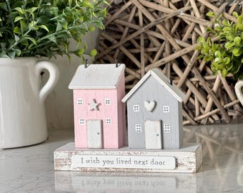 Maison en bois pastel faite main - J'aimerais que vous habitiez à côté, décoration de chalet