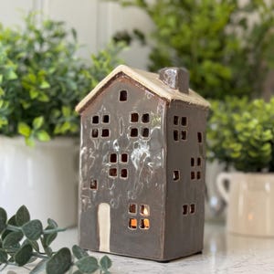 Keramik Hauslaterne, Teelichthalter, Cottage T-Lichthalter, Cottage Decor