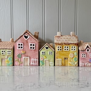 Hand Painted Ceramic Cottage Tea Light Holder, 5 Styles Available, Cottage Decor