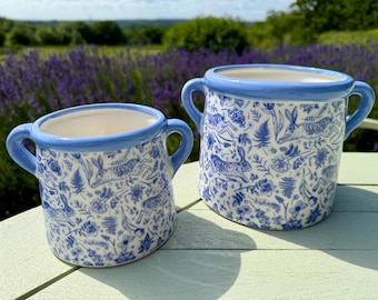 Spring Hare Ceramic Pot, 2 Sizes Available, Cottage Decor