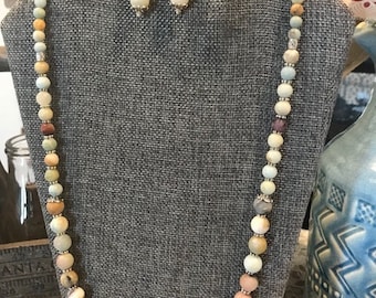 2 Piece Multi Quartz Gemstone Necklace and Earrings