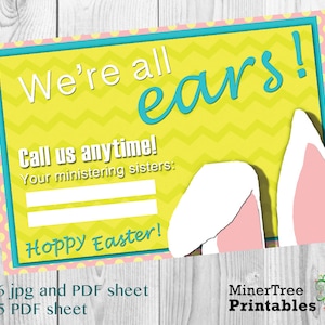 Easter Ministering Sisters Card, LDS Printable, Ministering Printable Card, Easter Printable, Information Card