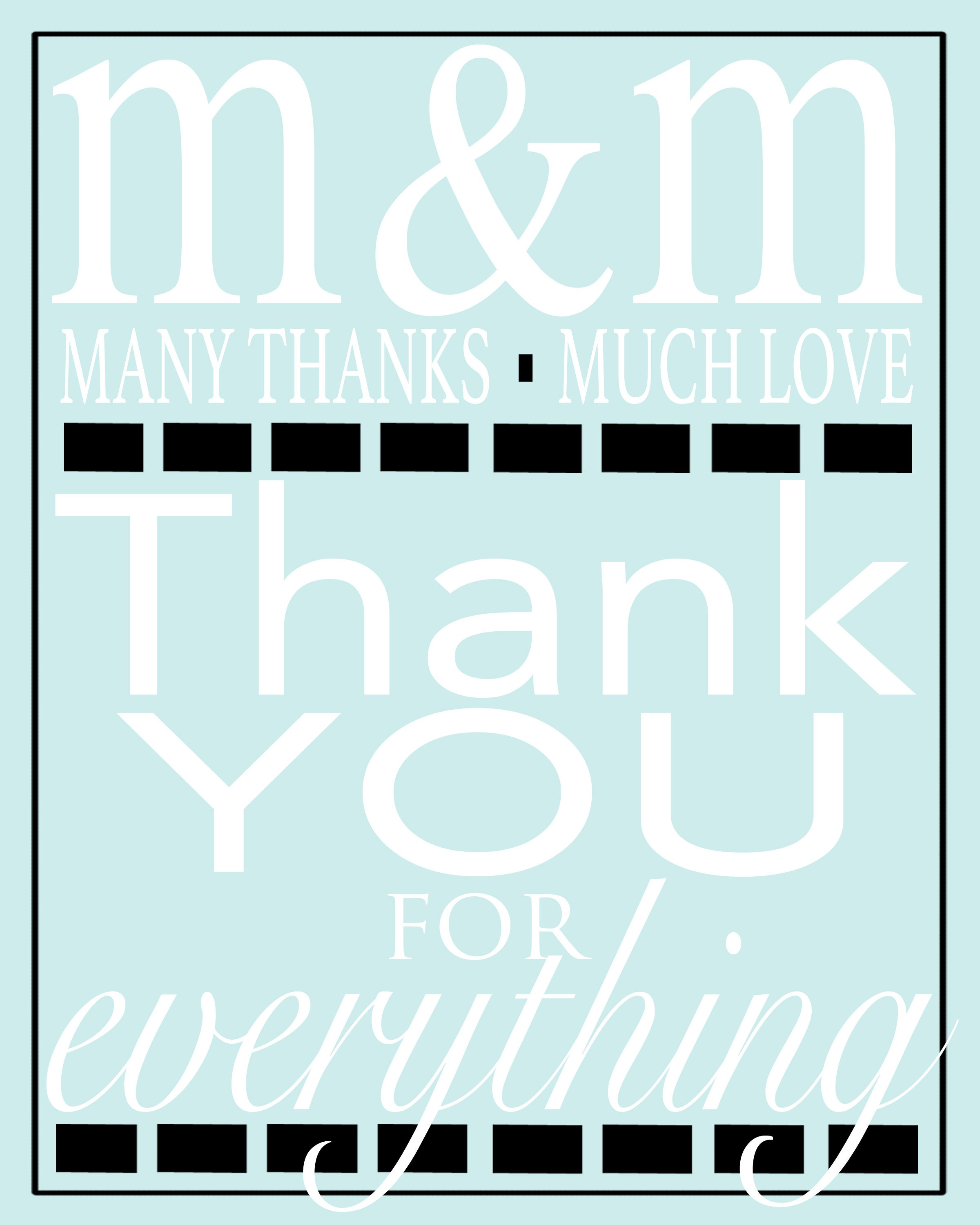 M&M Many Thanks Much Love Thank You Card or Tag Etsy