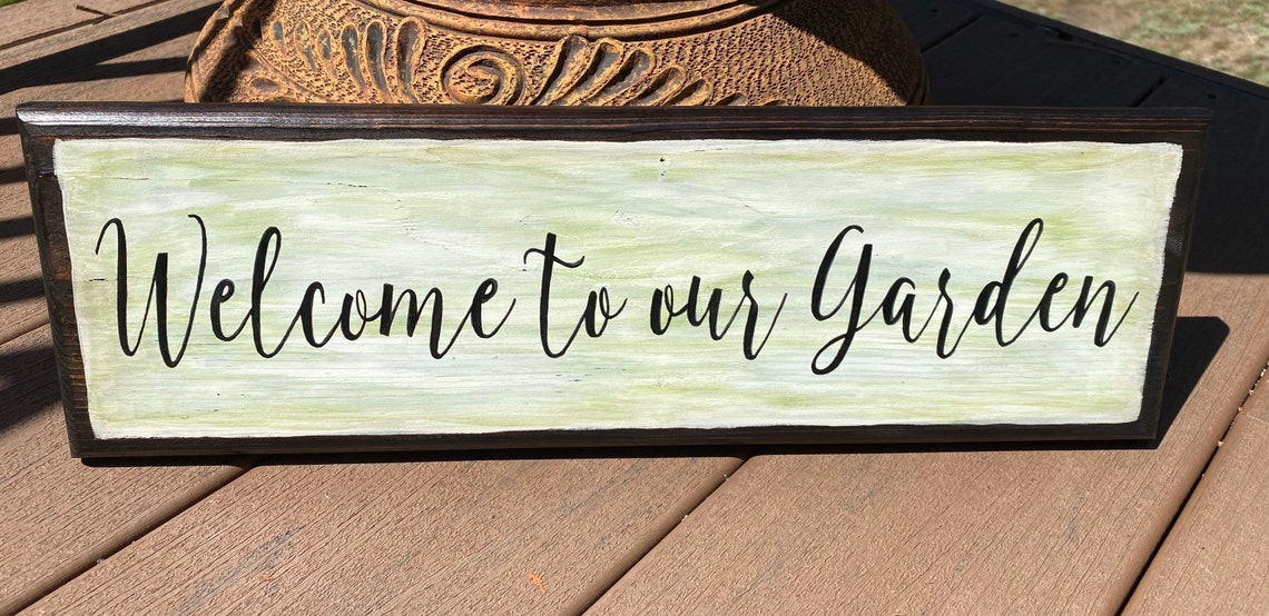 Signo de jardín Bienvenido a nuestro garden signGarden | Etsy