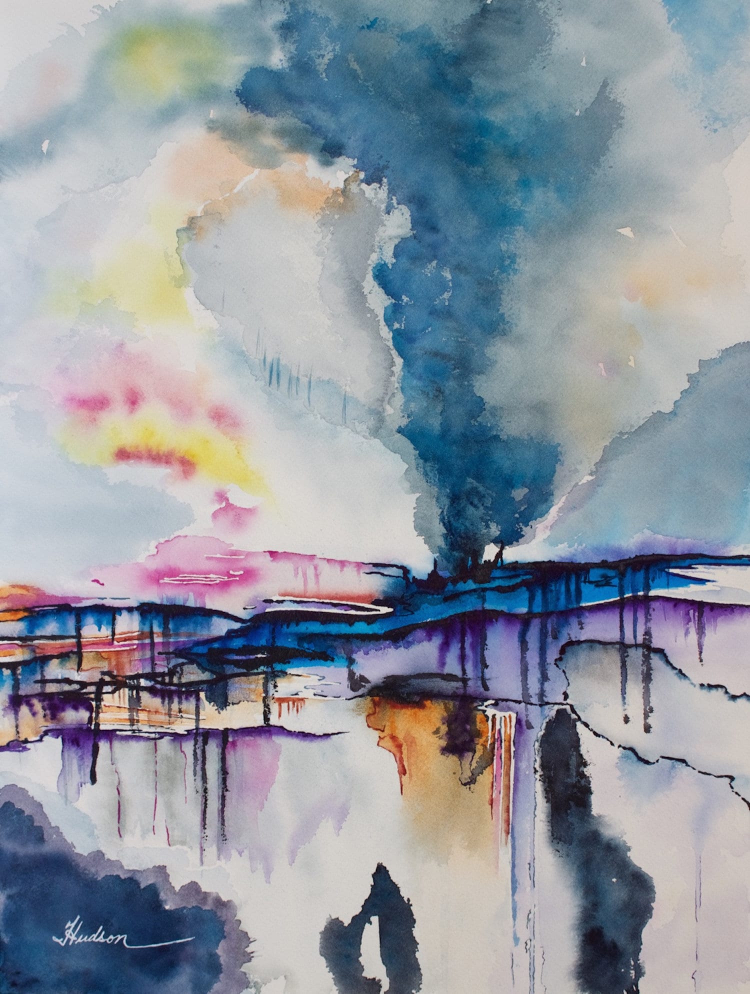 Smoke Abstract Original Watercolor Painting Wall Art Etsy