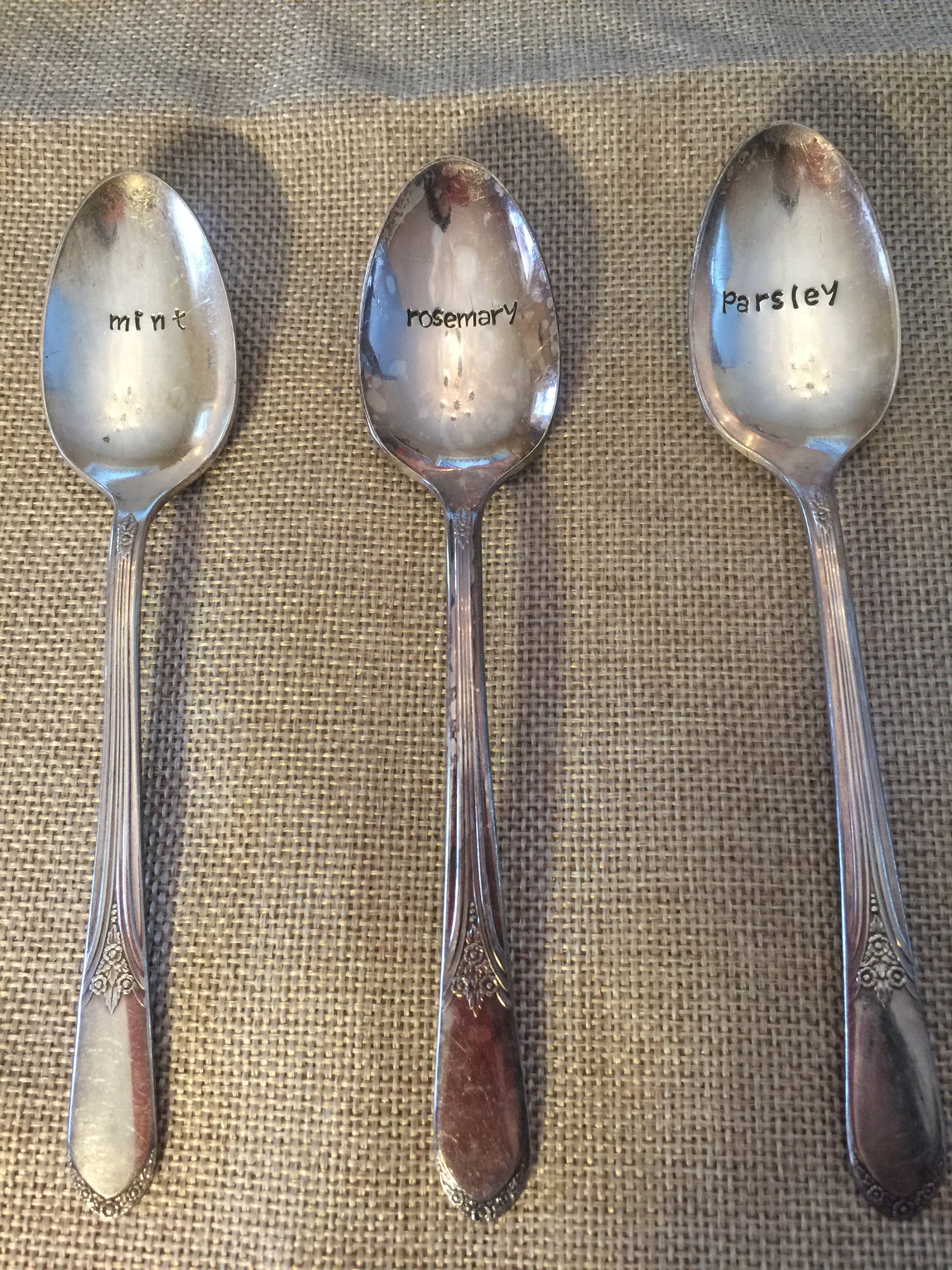 Garden Spoons Hand Stamped 3 Etsy