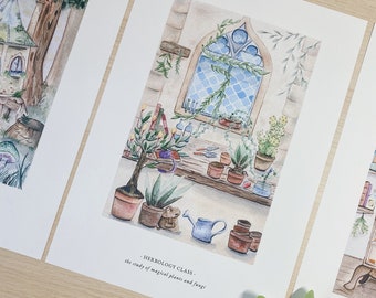 Herbology Class Magical Botanical Art Print A4