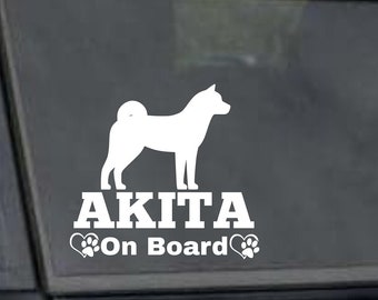 dog paw shaped heart vinyl car sticker decal I Love my Akita Inu