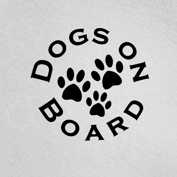 Online Design DOGS ON BOARD Car Bumper Sticker Decal vinyl DOG PAW