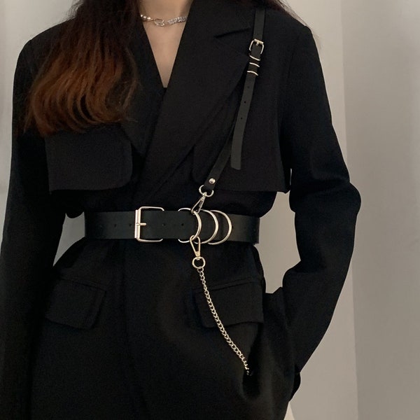 Spring Summer Leather Strap Belt Brief Irregular Personality Girdle Women Fashion Tide All-match