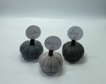 Pumpkin Place setting,Grey, Autumnal Fall wedding favour Autumn, Thanksgiving Decoration, Halloween Decorations, MADE TO ORDER