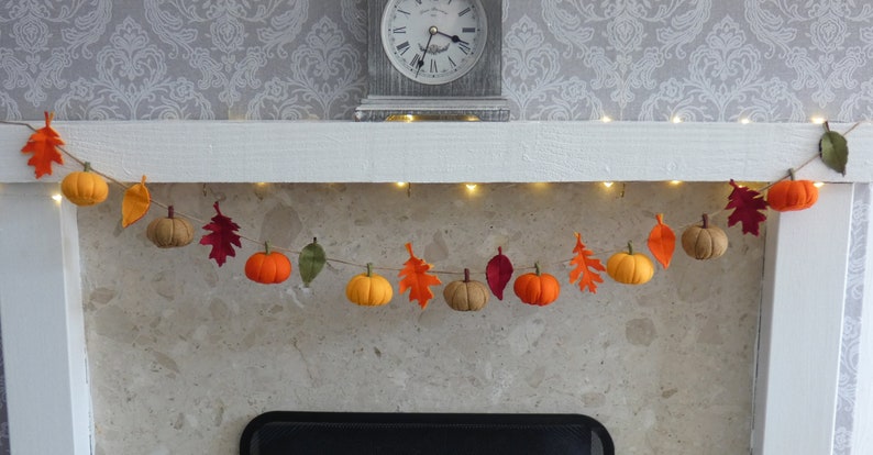 Pumpkin Garland, Autumnal, Fall Garland, Autumnal Bunting, Thanks Giving Garland, Autumnal Decoration, Fall Decoration, MADE TO ORDER image 2