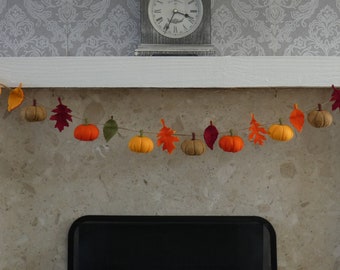 Pumpkin Garland, Autumnal, Fall Garland, Autumnal Bunting, Thanks Giving Garland, Autumnal Decoration, Fall Decoration, MADE TO ORDER