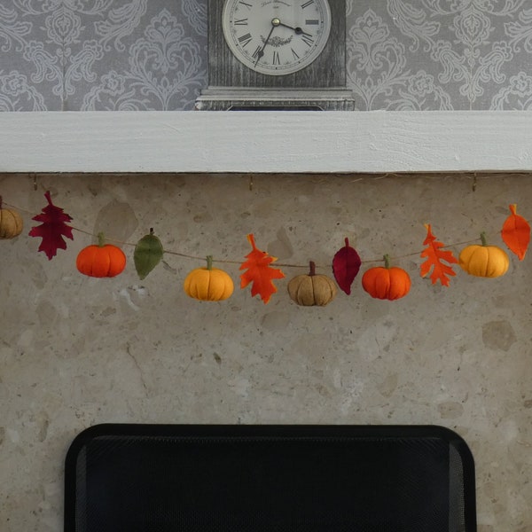 Guirlande de citrouilles, automnal, guirlande d'automne, bruant d'automne, guirlande de remerciements, décoration automnale, décoration d'automne, sur commande