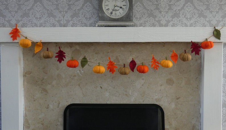 Pumpkin Garland, Autumnal, Fall Garland, Autumnal Bunting, Thanks Giving Garland, Autumnal Decoration, Fall Decoration, MADE TO ORDER image 1