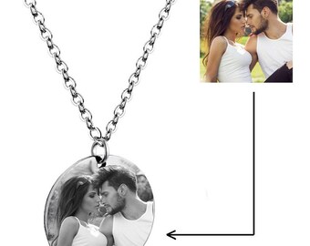 engraved photo necklace etsy
