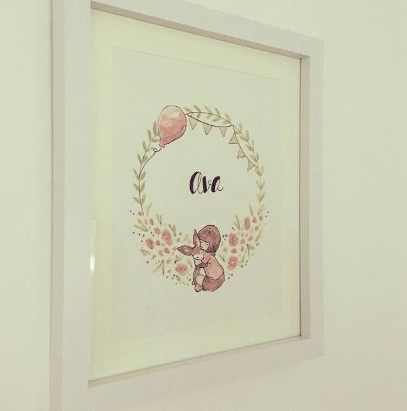 Hand painted nursery wreath art image 1