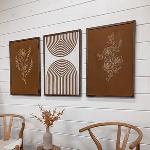 Flower & Aztec Wood Wall Art: Boho Southwest Decor