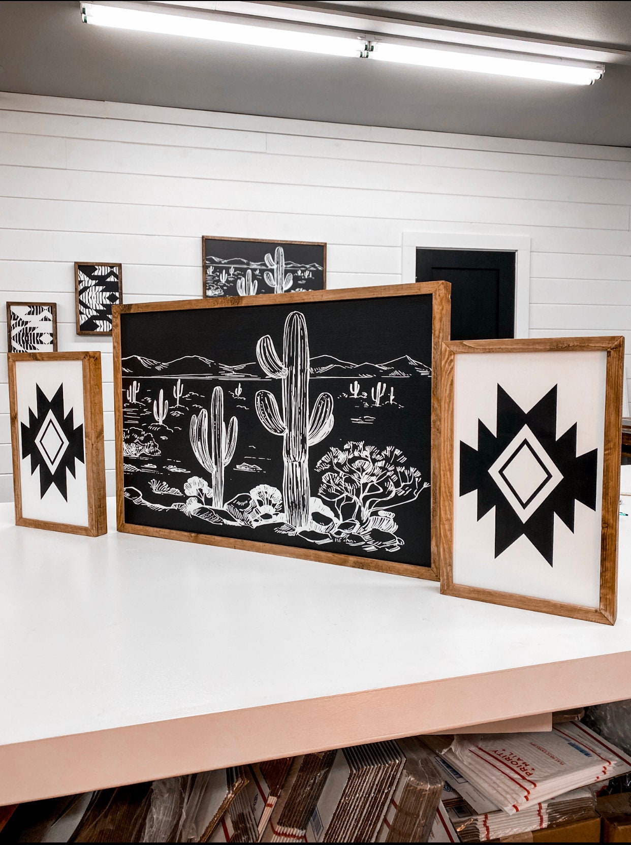 Desert Artwork Southwest Wood Wall Art Rustic Wall Decor Etsy