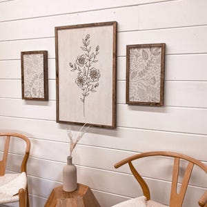 Flower Wood Wall Art Set | Boho Wall Decor | Flower Wall Art | Boho Art Set | Flower Wall Decor | Trendy Wall Decor | Set Of Three Art
