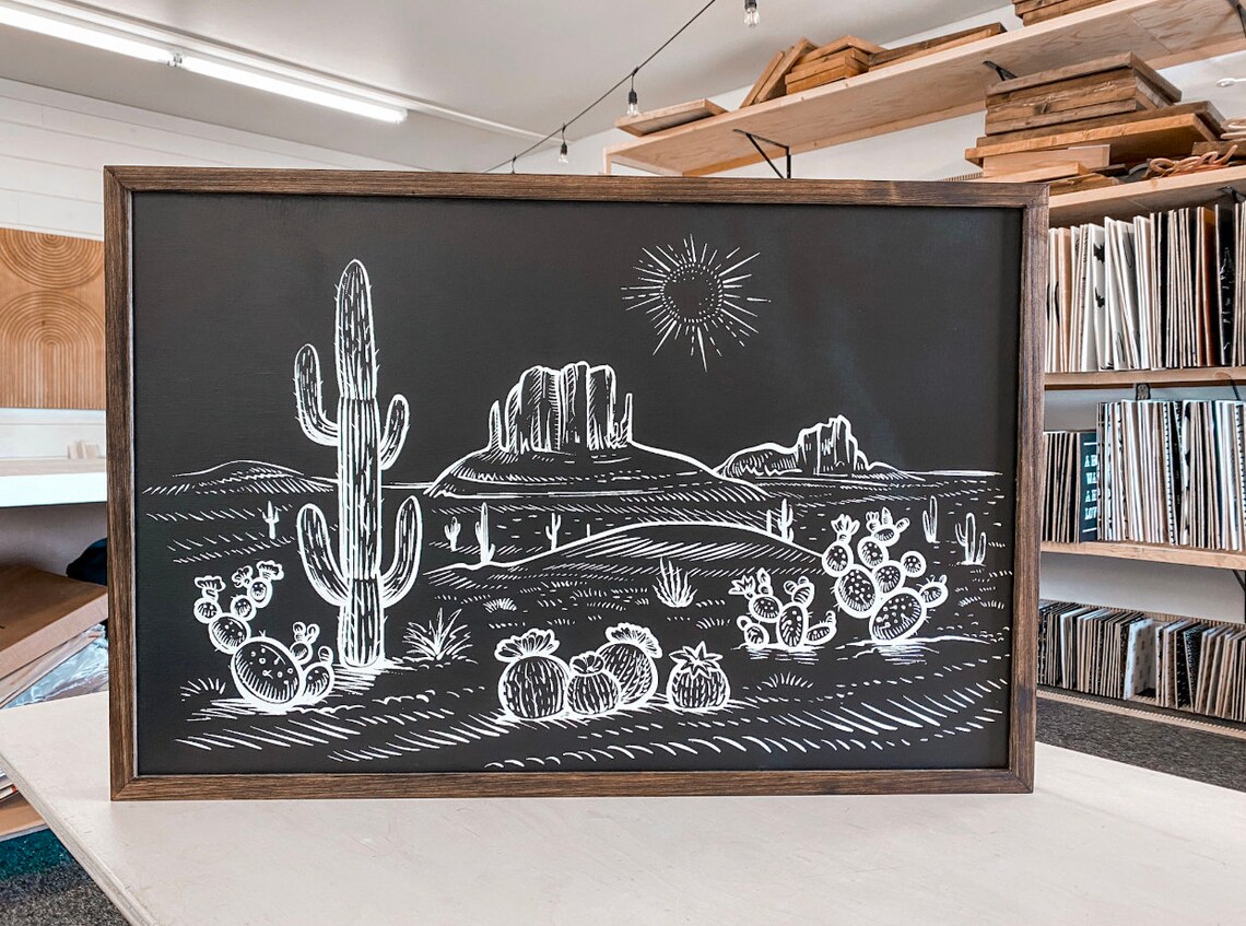 Boho Wall Decor Desert Wall Art Wood Wall Art Cactus Etsy