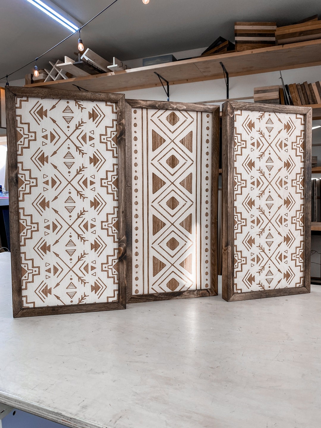 Aztec Wall Art Boho Wall Art Aztec Wall Decor Western Wall Panel Set ...