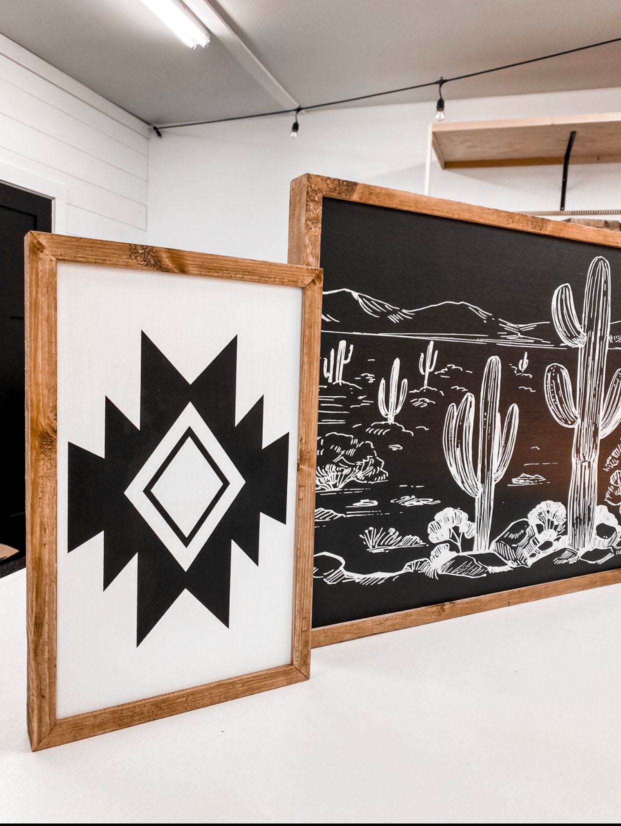 Desert Artwork Southwest Wood Wall Art Rustic Wall Decor Etsy