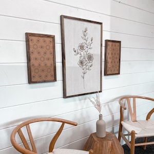 Flower Wood Wall Art Set | Boho Wall Decor | Flower Wall Art | Boho Art Set | Flower Wall Decor | Trendy Wall Decor | Set Of Three Art