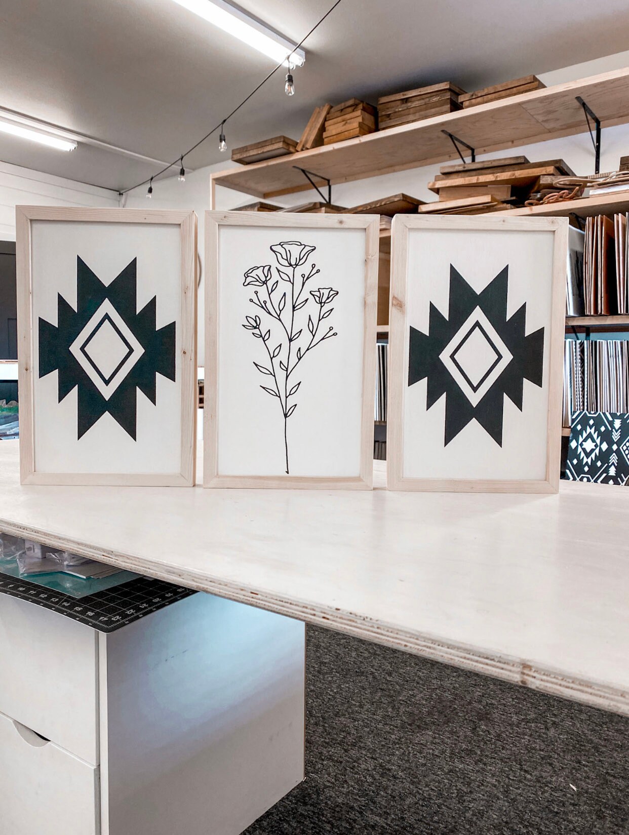 Aztec Wood Wall Art Boho Wall Decor Aztec Wall Decor Etsy