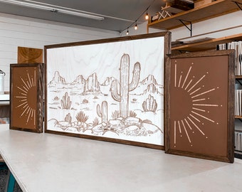 Boho Desert Cactus Wood Wall Art Set: Southwestern Decor