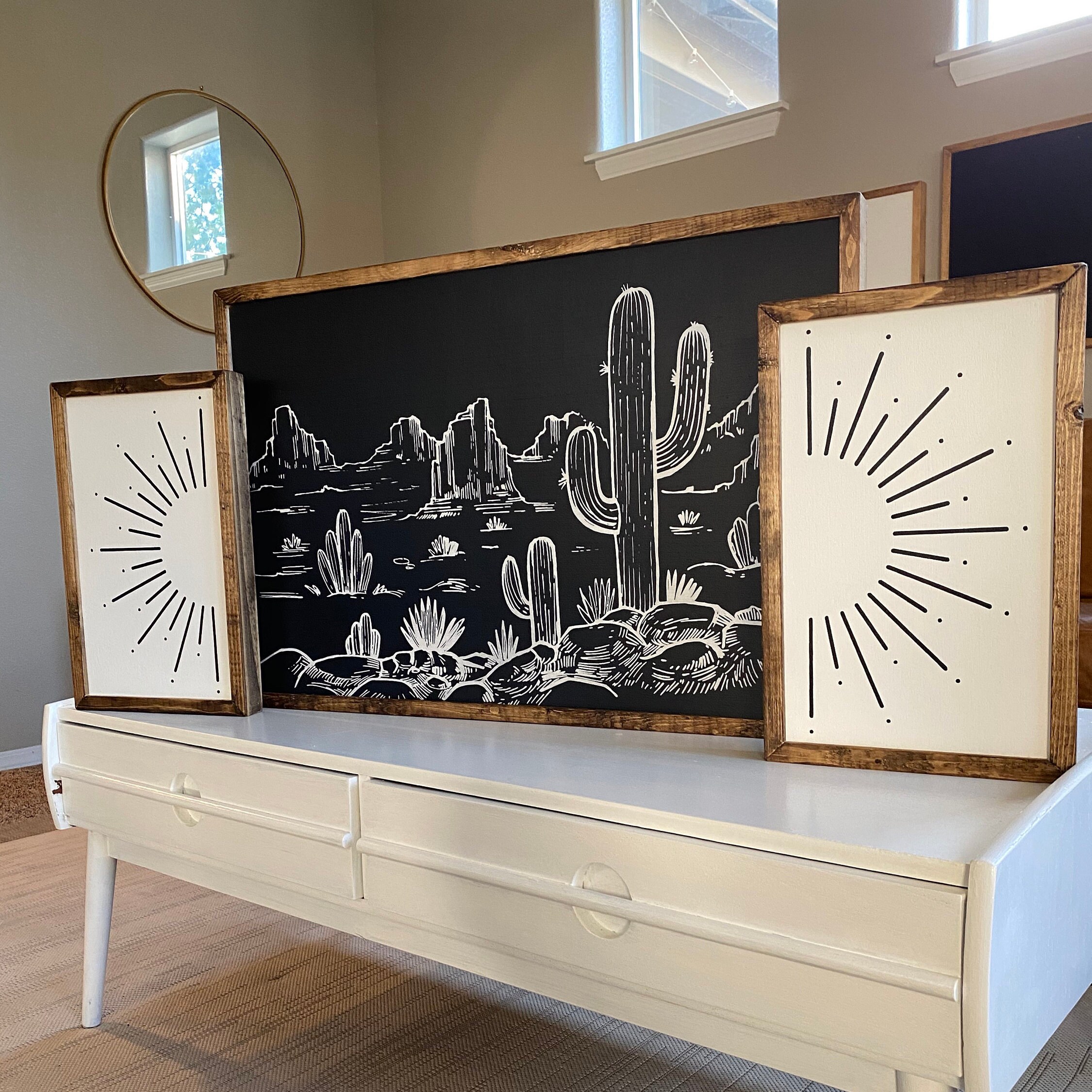 Wood Wall Art Desert Wall Art Boho Wall Decor Aztec Wall Etsy