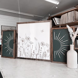 Gravierte Blumen Schmetterling Holzkunstwerk-Set: Boho-Wanddekor